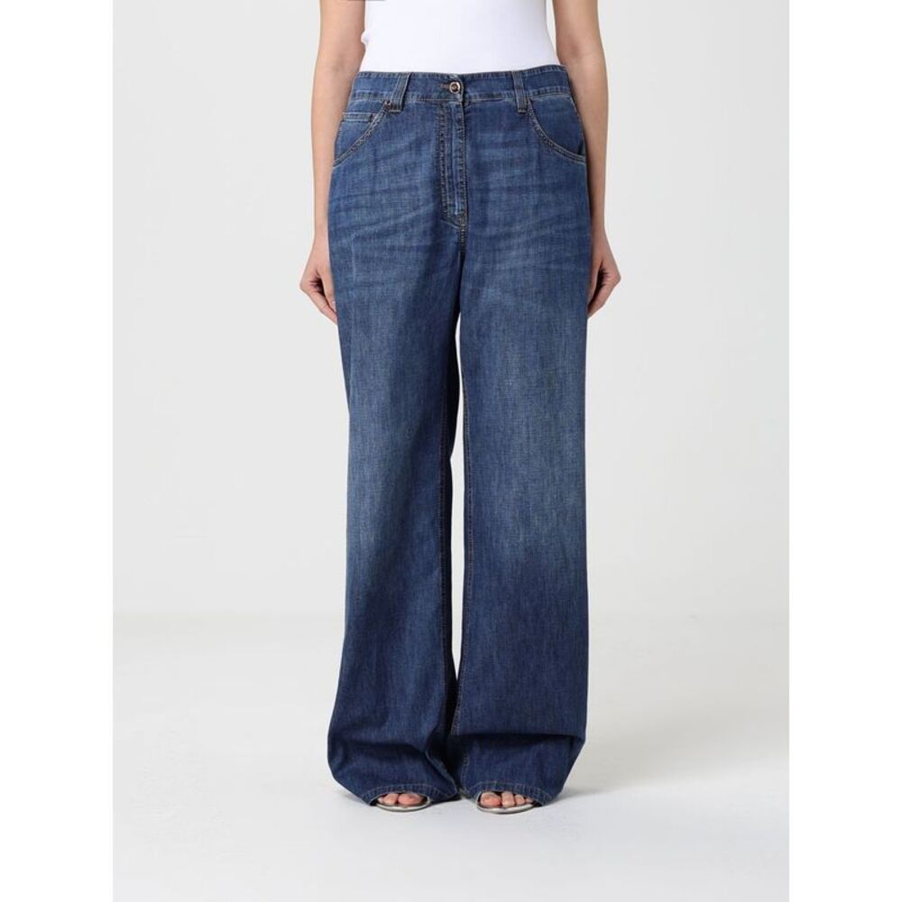 Brunello Cucinelli Women Wide-Leg Cotton Denim Jeans Brunello Cucinelli